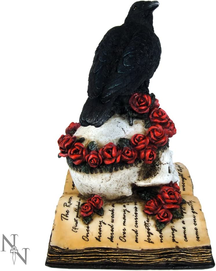 Nemesis Now Heartaches Reflection - Raven Skull Book Figurine in Black Resin 6