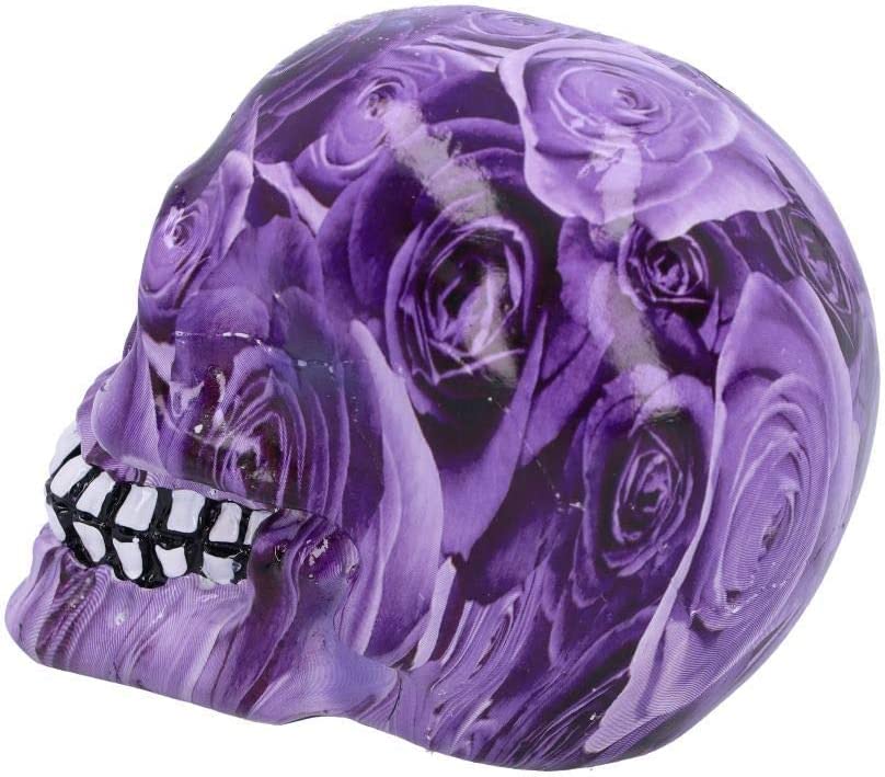 Nemesis Now Purple Romance Rose Print Mini 11cm Skull Ornament