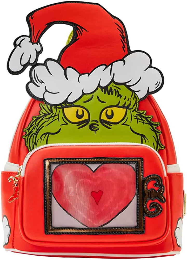 Loungefly Dr. Seuss How the Grinch Stole Christmas Lenticular Heart Double Strap Mini-Rucksack