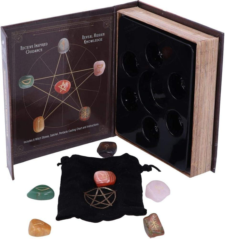 Nemesis Now Salem's Spell Kit Set of Six Witches Wellness Stones in Decorated Bo