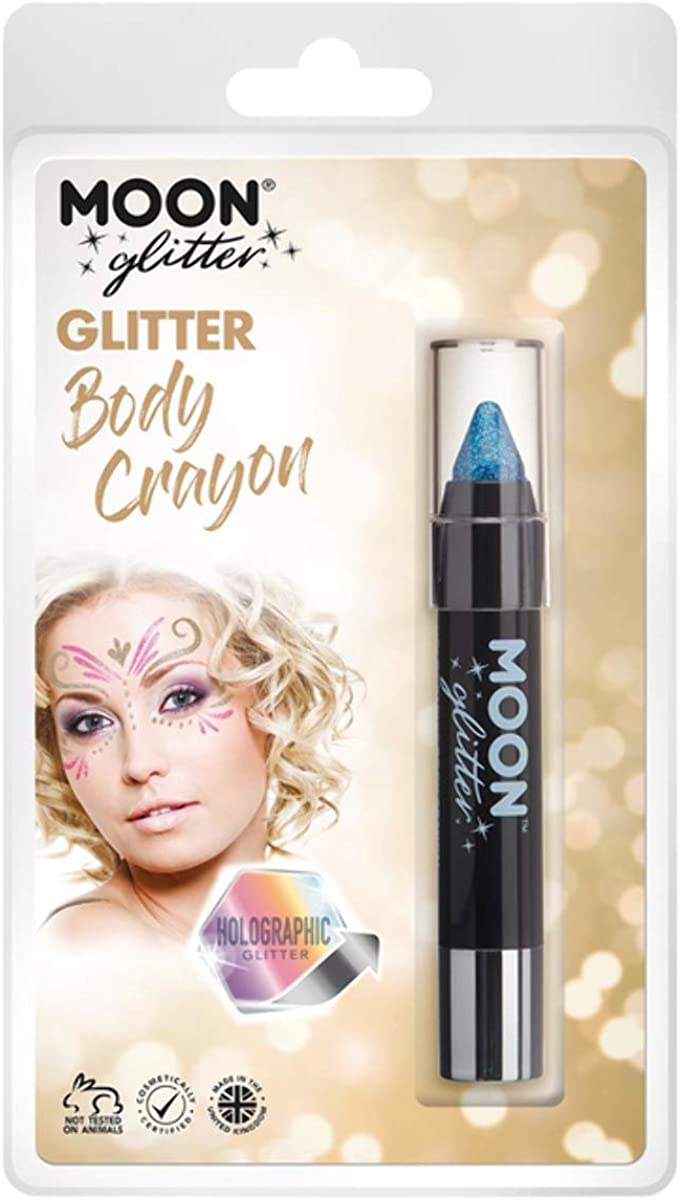 Smiffys Moon Glitter Holographic Body Crayons, Blue