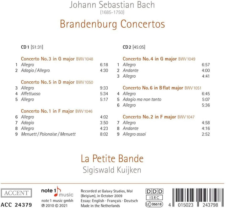 Sigiswald Kuijken - JS Bach: Brandenberg Concertos [Audio CD]