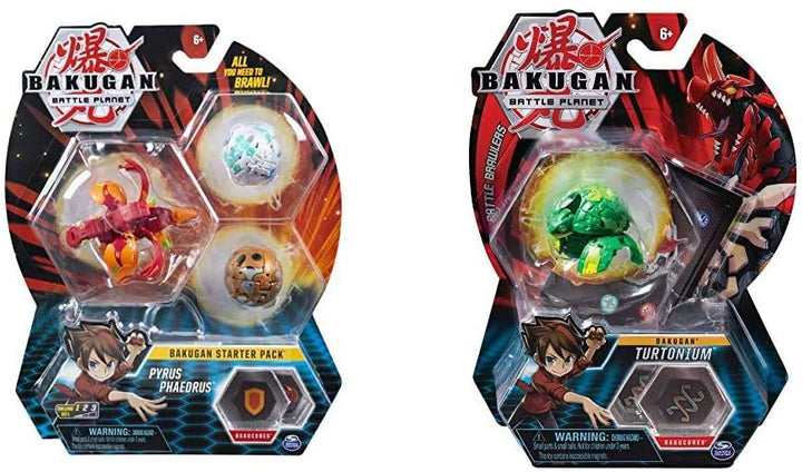 Bakugan Kunststoff Starter Pack Set Sortiment 6045144 &amp; Karton Aquos Core 1 Pack Sortiment 6045148 für Kinder ab 5 Jahren