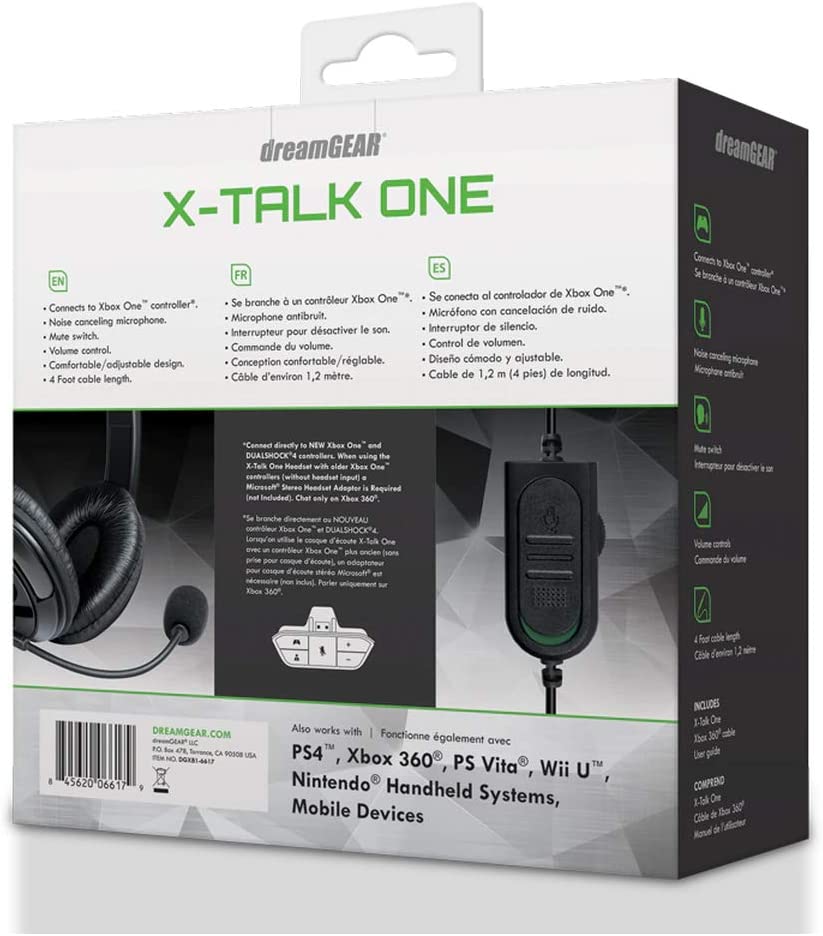 DreamGear DGXB1-6617 Xbox One X-Talk Game Headset - Boom Mic - (Black)