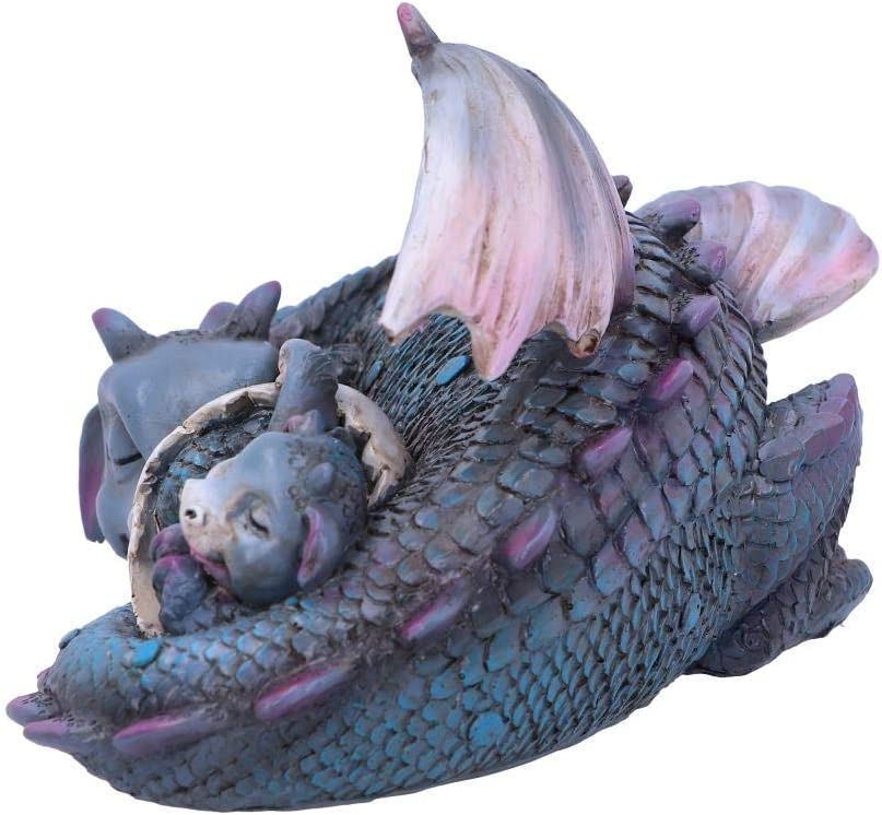 Nemesis Now U4940R0 Little Dream Blue Dragon and Hatchling Sleeping Figurine, Po