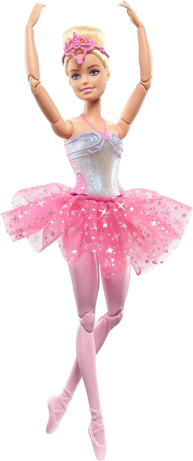 ?Barbie-Puppe | Zauberhafte Ballerina-Puppe | Blondes Haar | Leuchtfunktion | Tiara a