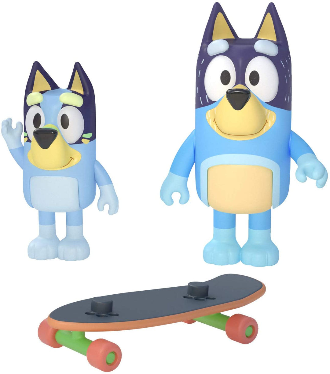 Bluey und Bandit Skateboarding Dad: Bewegliche 2,5-Zoll-Actionfiguren im 2er-Pack, offizielles Sammelspielzeug