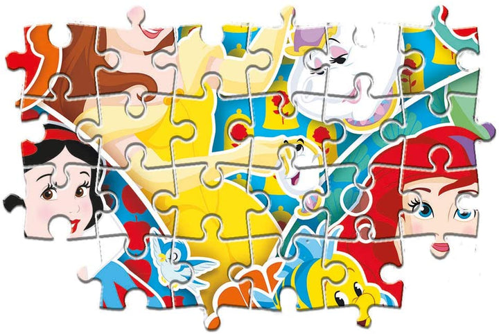 Clementoni – 24766 – Supercolor-Puzzle – Disney Princess – 2 x 20 Teile – hergestellt in Italien – Puzzle für Kinder ab 3 Jahren