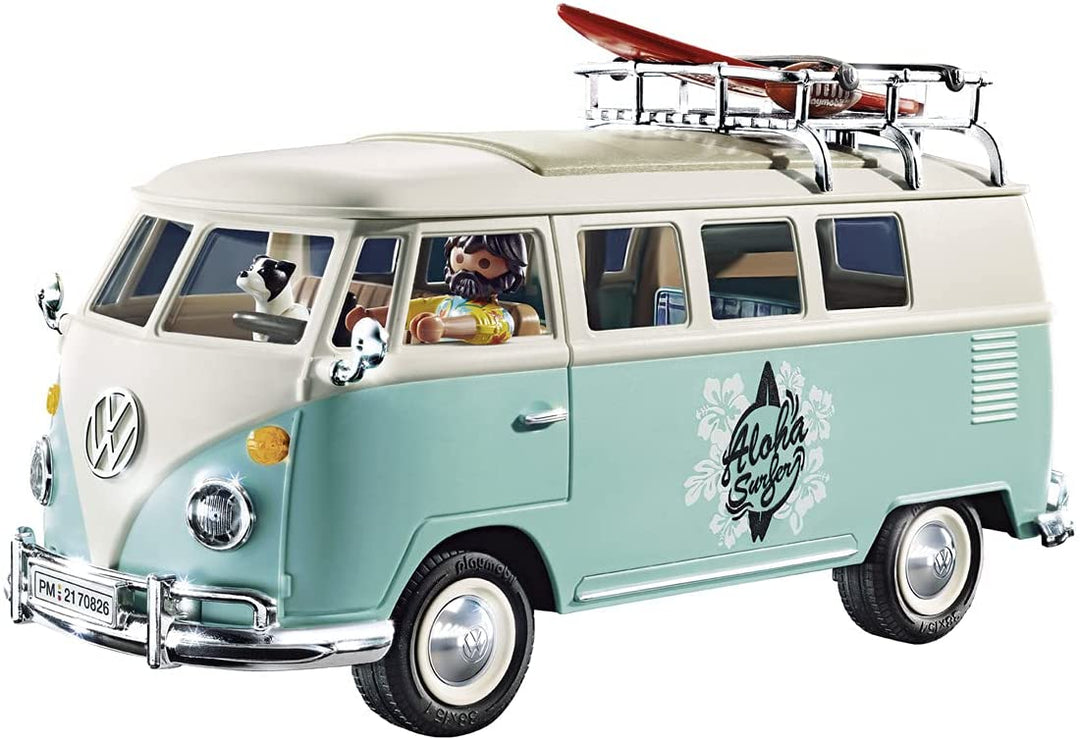 Playmobil 70826 Volkswagen T1 Camping Bus, Light Blue Surfer Van