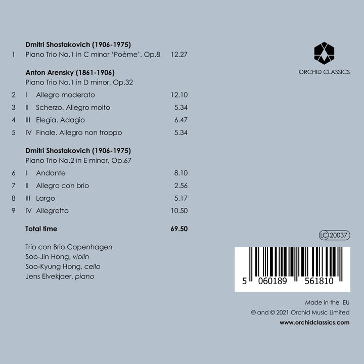 Trio con Brio Kopenhagen – Schostakowitsch; Arensky: Klaviertrios [Trio con Brio Copenhagen] [Orchid Classics: [Audio CD]
