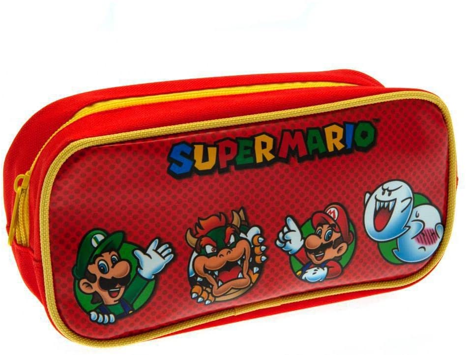 Nintendo Unisex_Adult Super Mario Character Circles Rectangle Pencil Case, red, 21cm x 10cm x 10cm