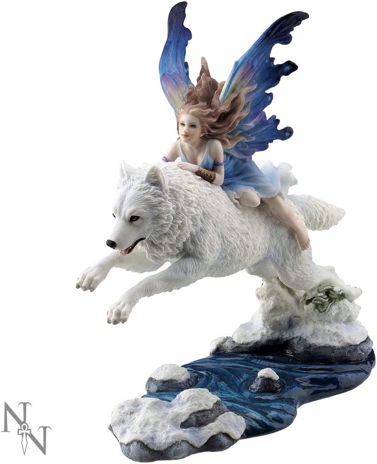 Nemesis Now Free Spirit – Fee und Wolf Figur, 23,5 cm