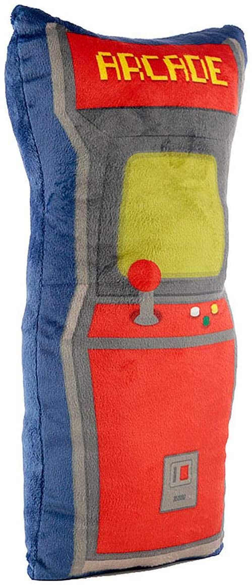 Puckator Cushion Arcade Game Blue/Red Embroidered 100% Polyester in Polybag, Multi, Height 34cm Width16.5cm Depth 7.5cm