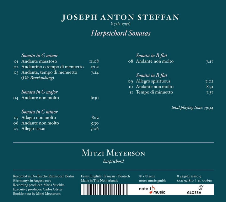 Mitzi Meyerson - Joseph Anton Steffan: Harpsichord Sonatas [Audio CD]