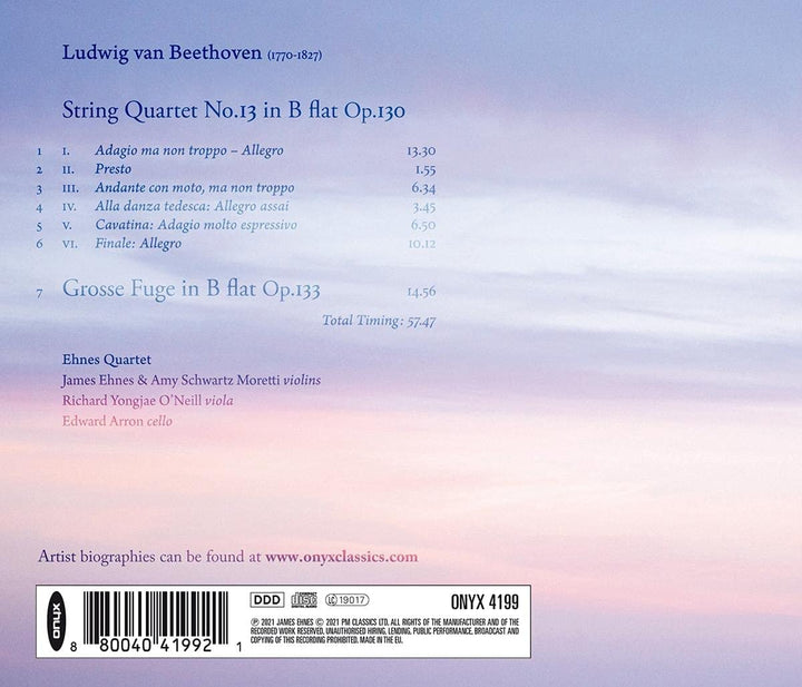 Ehnes Quartett - Beethoven: Streichquartett Nr. 13, Op. 130/Große Fuge, Op. 133 [Audio-CD]