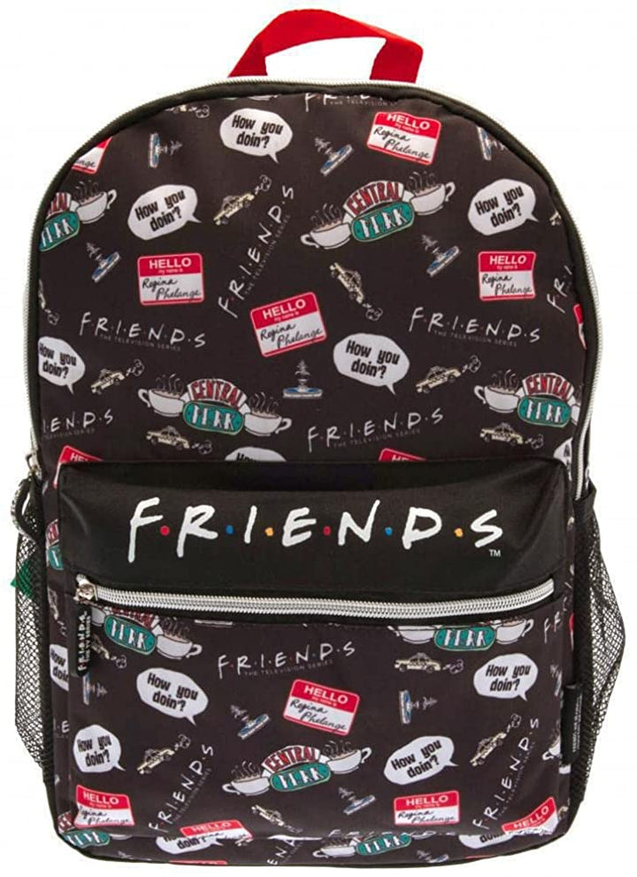 Friends Quotes AOP Schwarzer Rucksack