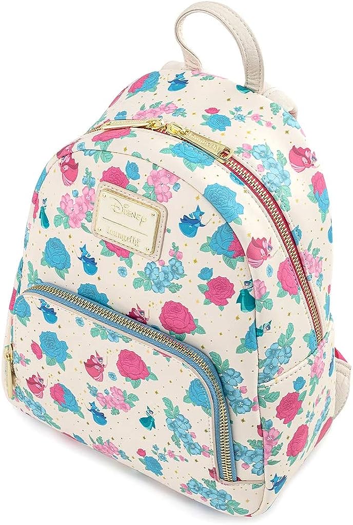 Loungefly Disney Sleeping Beauty Floral Fairy Godmother Mini-Schulterrucksack für Damen mit doppeltem Riemen