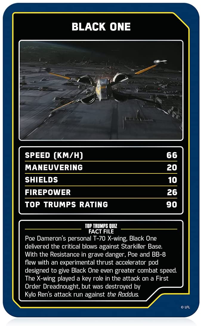 Star Wars Starships Top Trumps Specials Card Game