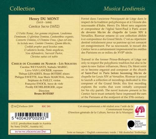 Henri Du Mont: Cantica Sacra [Audio CD]