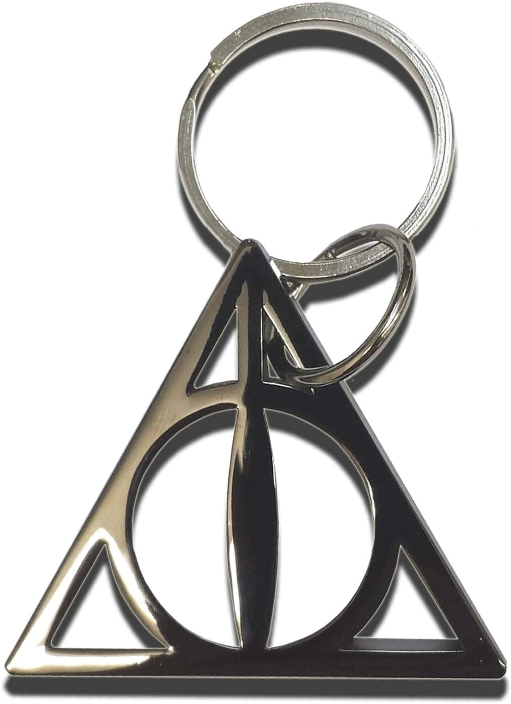The Noble Collection Harry Potter Deathly Hallows Keychain - 2in (4.5cm) Polished Metal Deathly Hallows Symbol - Harry Potter Film Set Movie Props Gifts Merchandise
