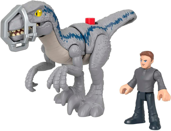 Imaginext Jurassic World Dominion Dinosaurier-Spielzeugset mit Blue und Owen Grady für