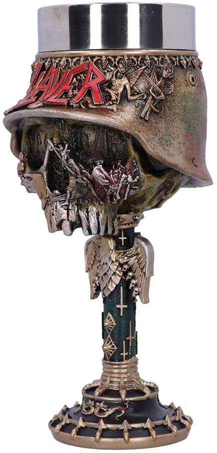 Nemesis Now offiziell lizenzierter Kelch mit Slayer Eagle-Helm und Totenkopf-Logo, Edelstahl, Gold, 19,5 cm