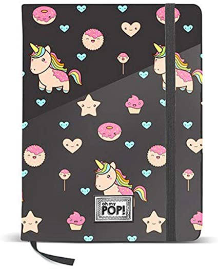 Oh My Pop! 38861 Popnicorn Diary, 11 x 15.7 cm, Black