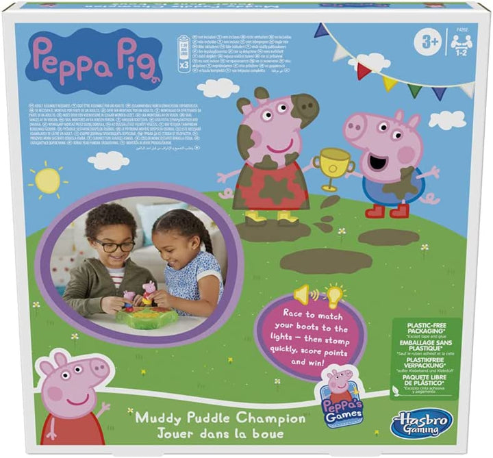 Peppa Pig Muddy Puddle Champion Brettspiel für Kinder ab 3 Jahren, Vorschulspiel für 1–2 Spieler, mehrfarbig