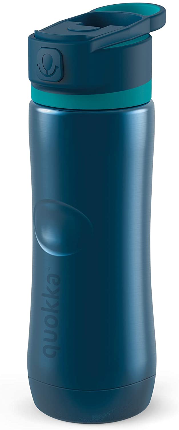 Quokka Spring – Azurite 600 ml Wasserflasche, doppelwandiger, vakuumisolierter Edelstahl mit Strohhalm, auslaufsichere Sportflasche – BPA-frei – Sportverschluss