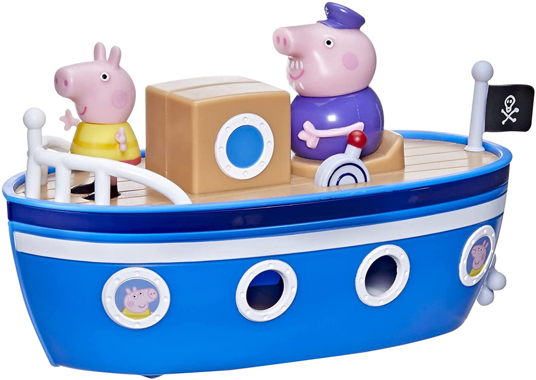 Peppa Pig Grandpa Pig’s Cabin Boat Preschool Toy: 1 Figure, Removable Deck, Roll