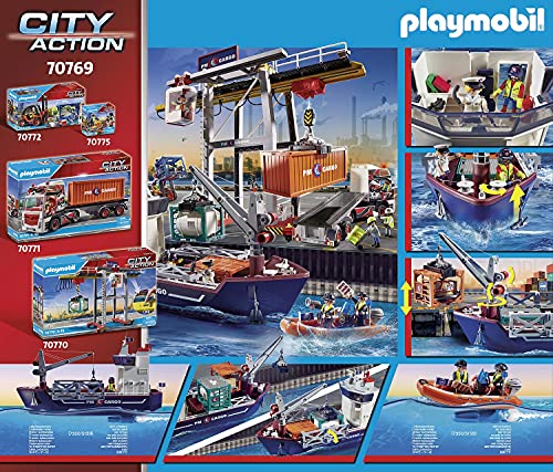 Playmobil City Action 70769 Frachtschiff mit Boot, schwimmfähig, für Kinder ab 4 Jahren