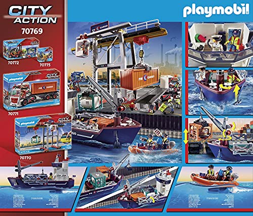 Playmobil City Action 70769 Cargo Ship with Boat, Floats, for Children Ages 4+