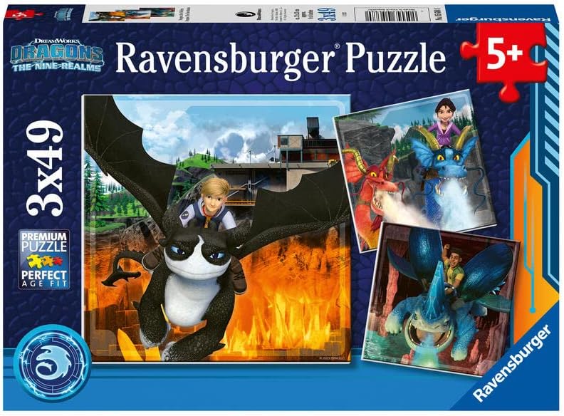 Ravensburger Dragons, The Nine Realms 3x 49-teiliges Puzzle für Kinder ab 5 Jahren