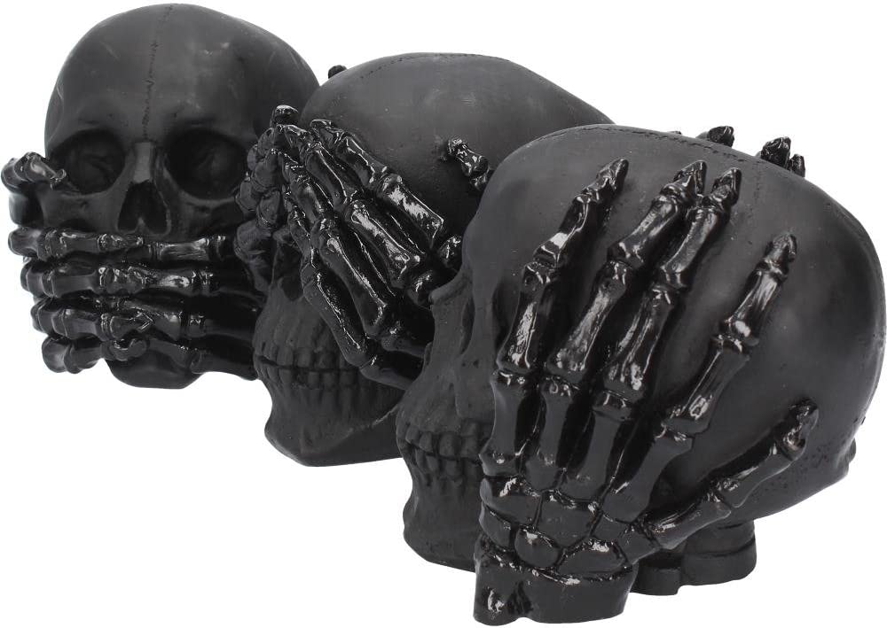 Nemesis Now Dark Totenkopf-Figur „See No, Hear No, Speak No Evil“, 45 cm, Schwarz
