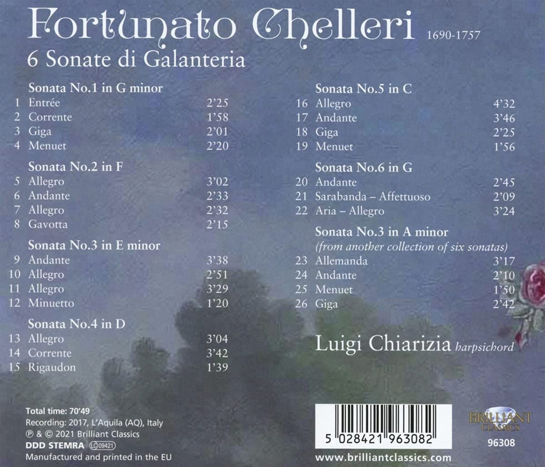 Chelleri, 6 Sonate di Galanteria [Audio CD]