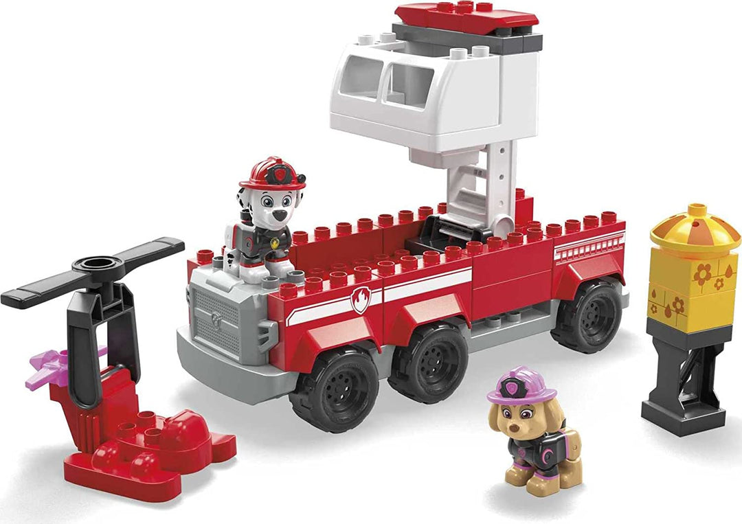 MEGA PAW Patrol Marshalls ultimatives Feuerwehrauto-Bauset mit Marshall- und Skye-Figuren