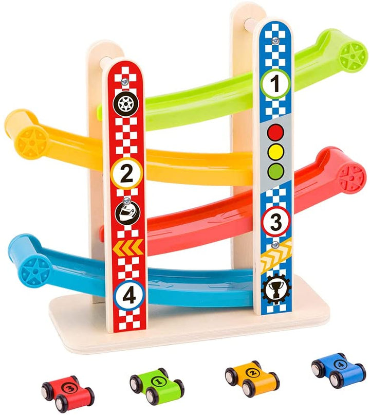 Tooky Toy 921 TY840 EA Wooden Sliding Tower-Small, Multicolour