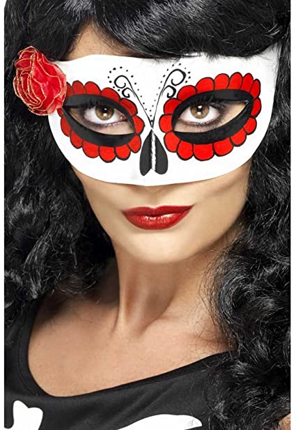 Smiffys mexikanischer Tag der Toten Augenmaske mit Rose