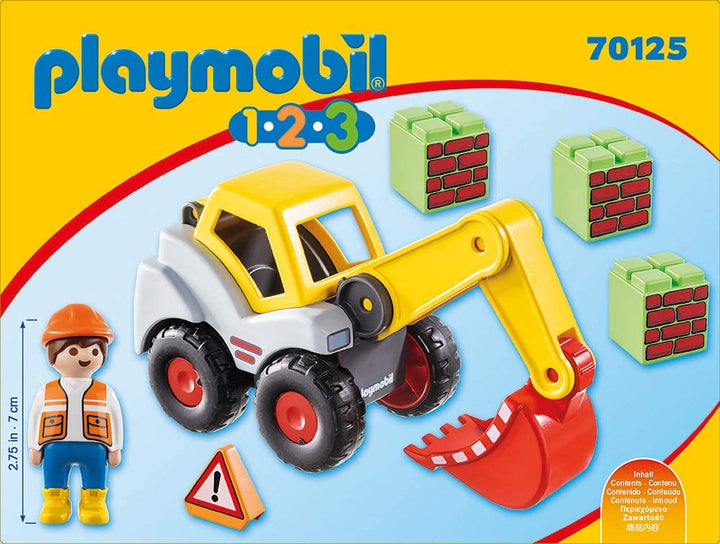 Playmobil 70125 1.2.3 Schaufelbagger für Kinder ab 18 Monate
