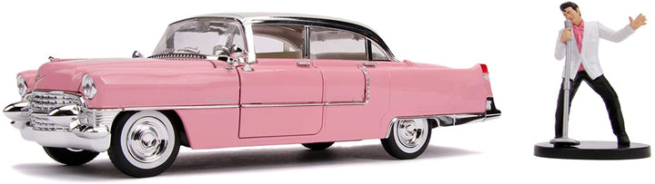 Jada Toys Elvis Presley Cadillac Fleetwood 1955 1/24 Scale Die-cast, Opening Doors, Boot & Bonnet, Includes Elvis Figure, Pink