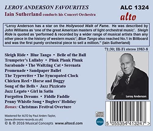 Iain Sutherland Concert Orchestra – Blue Tango Very Best of Leroy Anderson Light Classic [Audio CD]