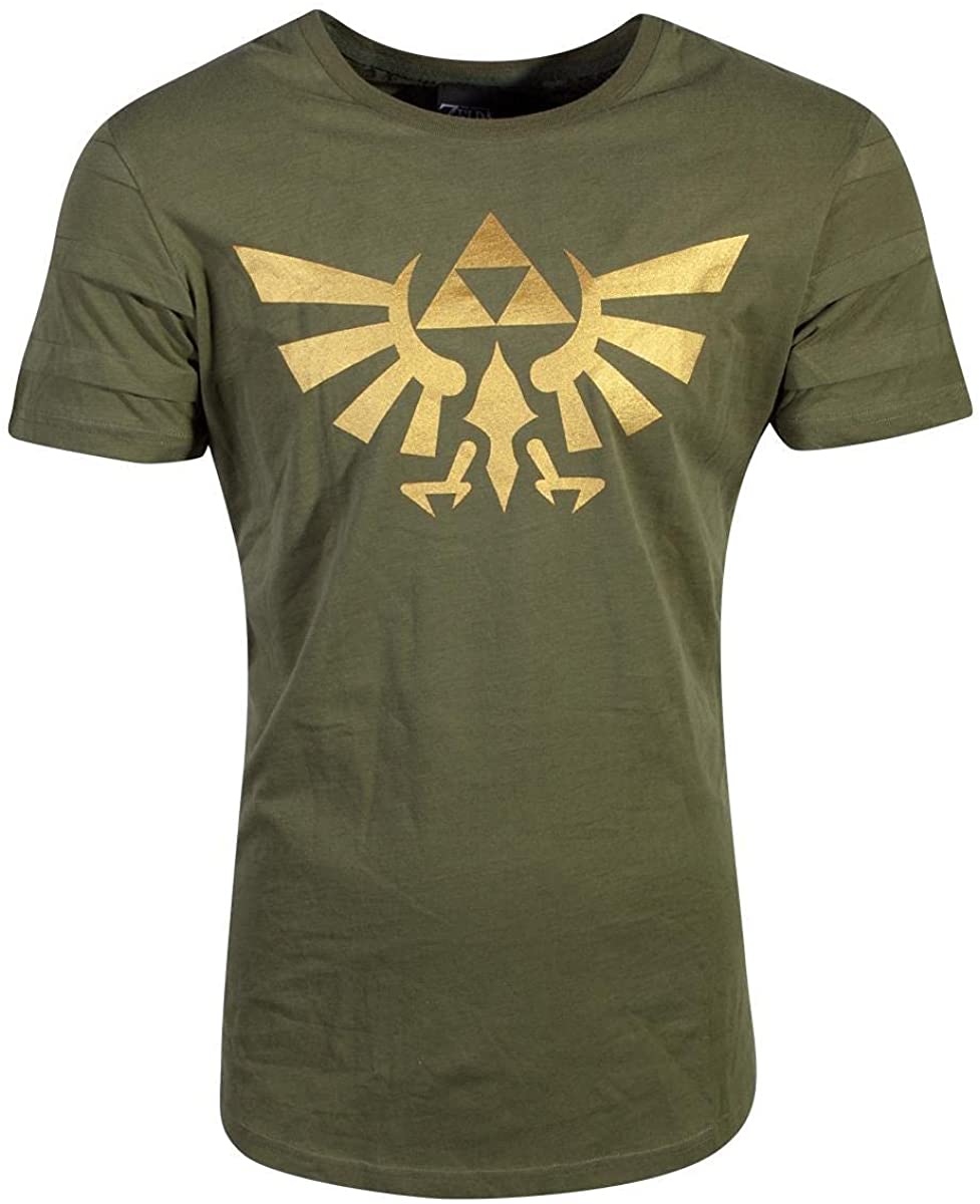 Zelda – Hyrule Pintuck Long Line Herren T-Shirt (l) Grün