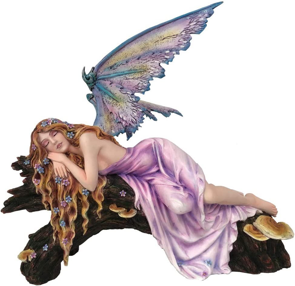 Nemesis Now Drema Sleeping Woodland Fairy Figurine Ornament, Polyresin, Purple,