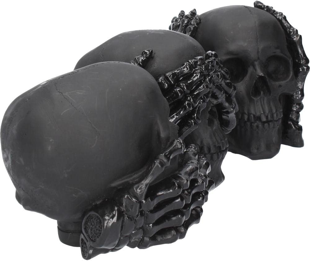 Nemesis Now Dark Totenkopf-Figur „See No, Hear No, Speak No Evil“, 45 cm, Schwarz