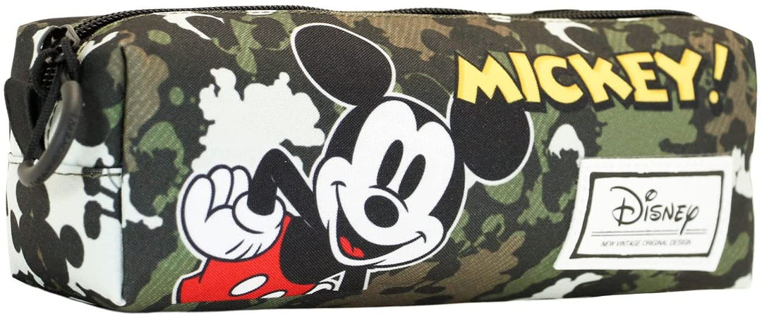 Quadratisches Federmäppchen Mickey Mouse Surprise-Fan, Militärgrün