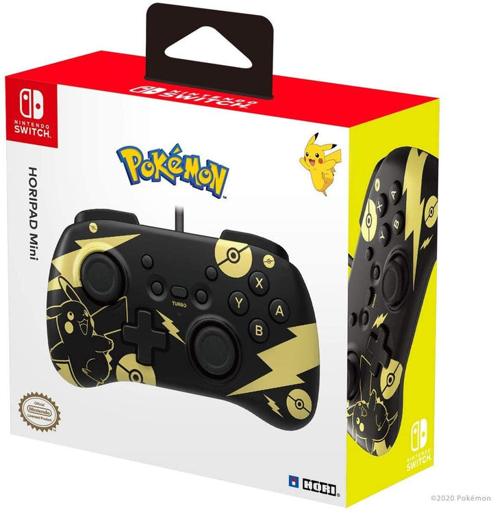 Nintendo Switch Horipad Mini Pokemon Pikachu negro y dorado