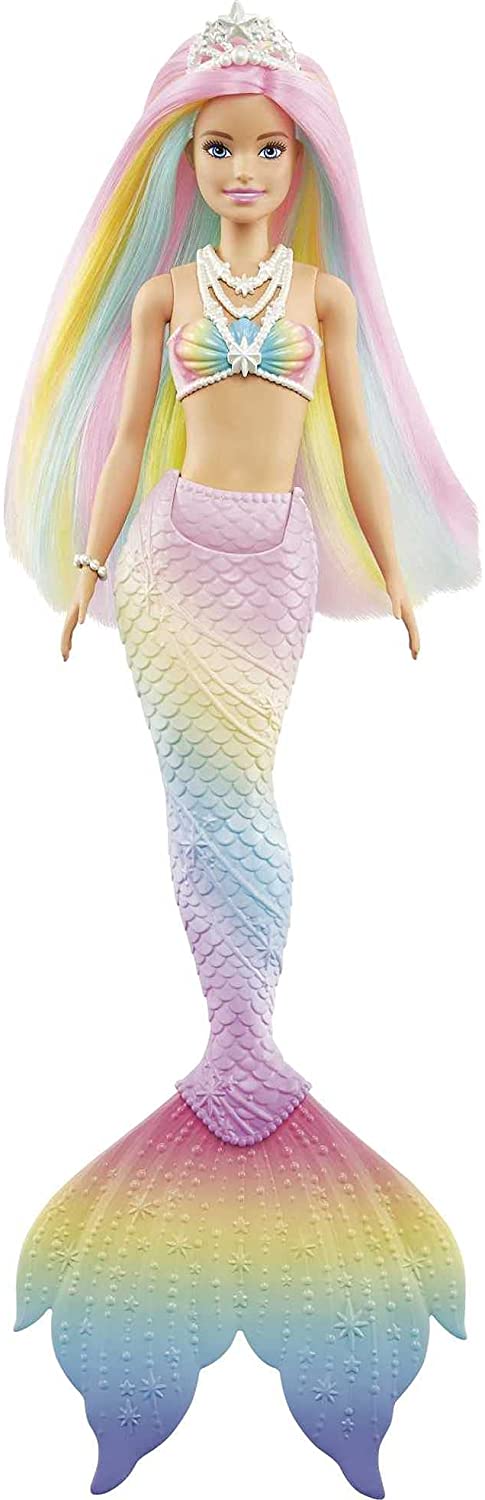 Barbie Dreamtopia Rainbow Magic Mermaid-Puppe mit Regenbogenhaar und wasseraktivierter Farbwechselfunktion, Geschenk für 3- bis 7-Jährige