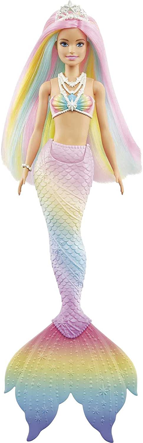 Barbie Dreamtopia Rainbow Magic Mermaid Doll with Rainbow Hair and Water-Activated Color Change Feature, Gift for 3 to 7 Year Olds