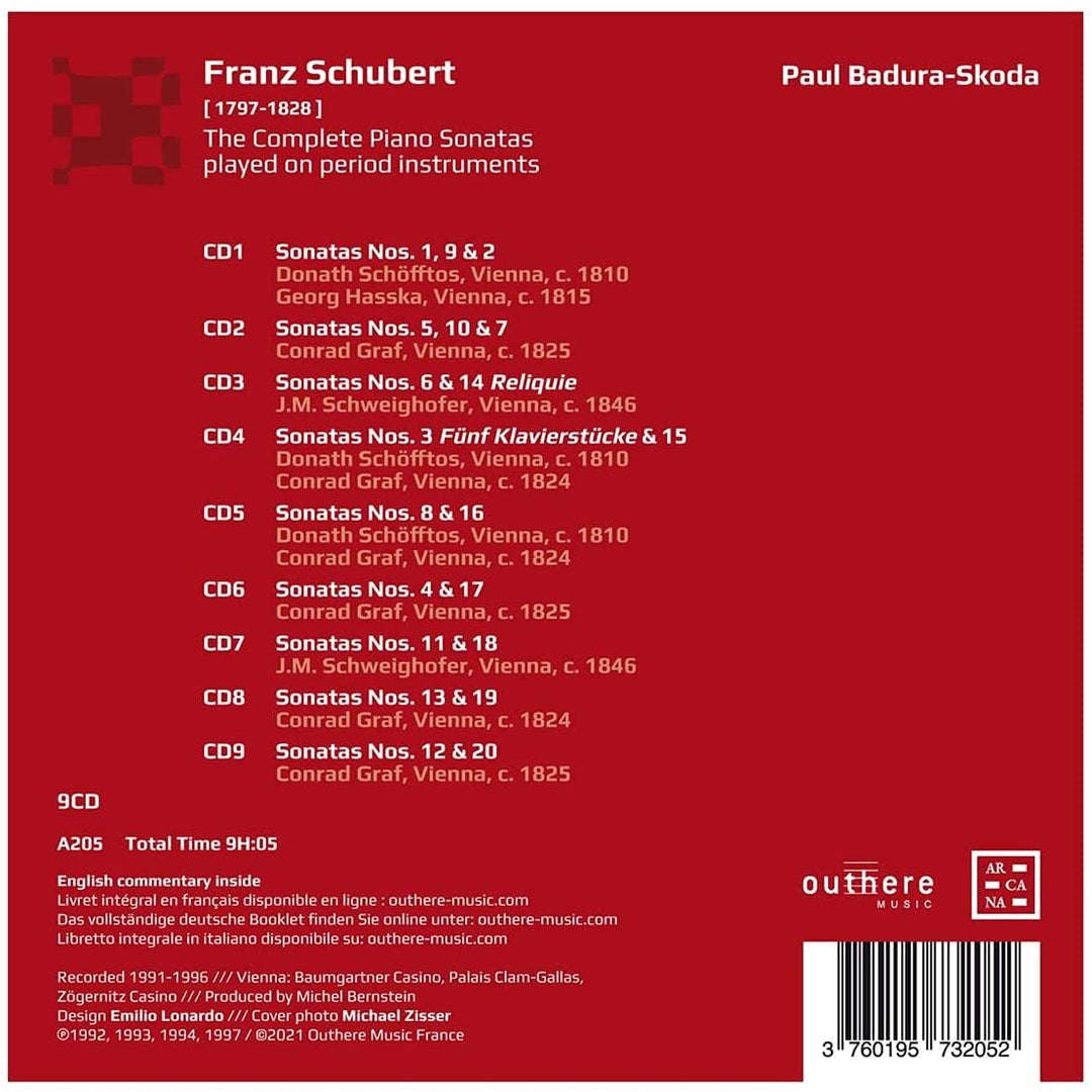 Paul Badura-Skoda – Schubert: Sämtliche Klaviersonaten, gespielt auf historischen Instrumenten [Audio-CD]