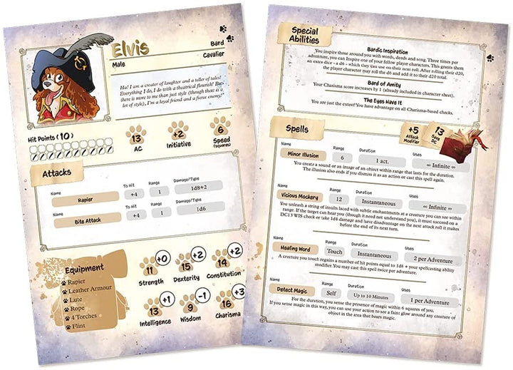 Animal Adventures: Starter Set – Rollenspiel-Tischspiel für Anfänger mit detaillierten RPG-Hunde- und Katzenminiaturen, Spielkarte, Charakterbögen, leicht zu erlernenden Regeln, 5e-Kampagnen-kompatibel